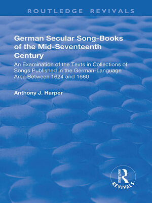 cover image of German Secular Song-books of the Mid-seventeenth Century